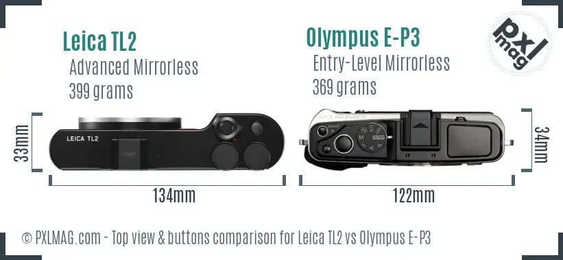 Leica TL2 vs Olympus E-P3 top view buttons comparison Leica TL2 vs Olympus E-P3 top view buttons comparison