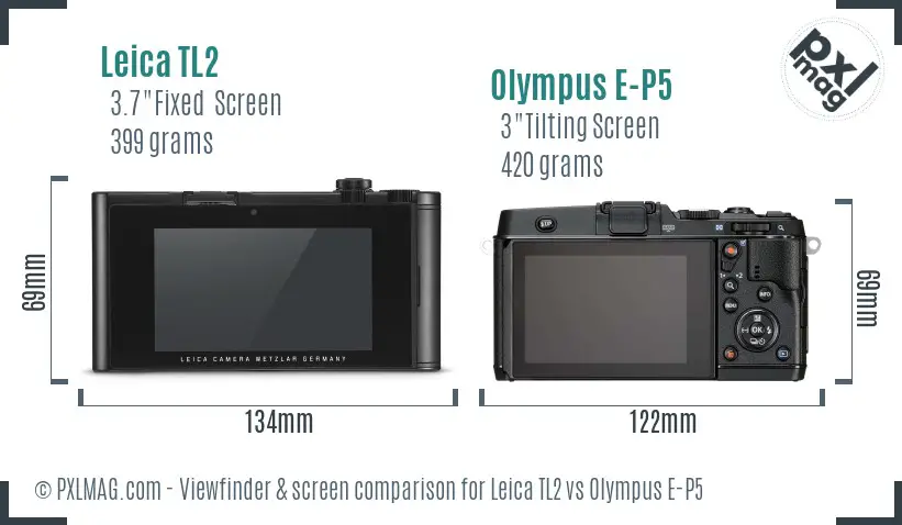 Leica TL2 vs Olympus E-P5 Screen and Viewfinder comparison