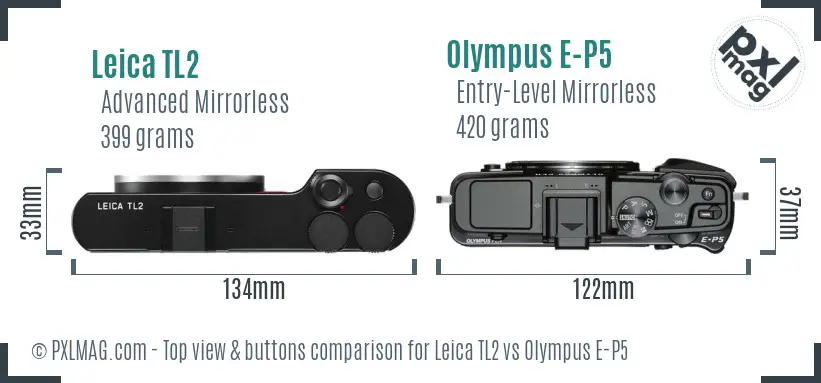 Leica TL2 vs Olympus E-P5 top view buttons comparison