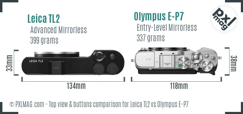 Leica TL2 vs Olympus E-P7 top view buttons comparison