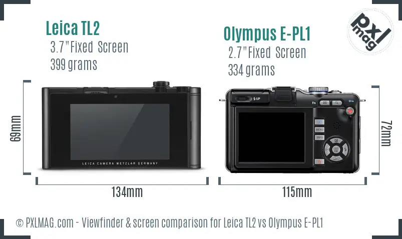 Leica TL2 vs Olympus E-PL1 Screen and Viewfinder comparison