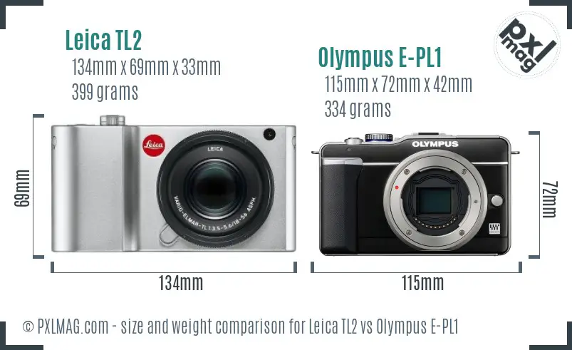 Leica TL2 vs Olympus E-PL1 size comparison