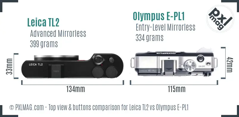 Leica TL2 vs Olympus E-PL1 top view buttons comparison