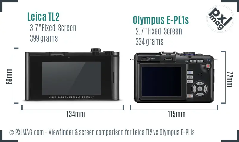 Leica TL2 vs Olympus E-PL1s Screen and Viewfinder comparison