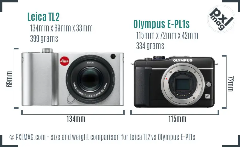 Leica TL2 vs Olympus E-PL1s size comparison