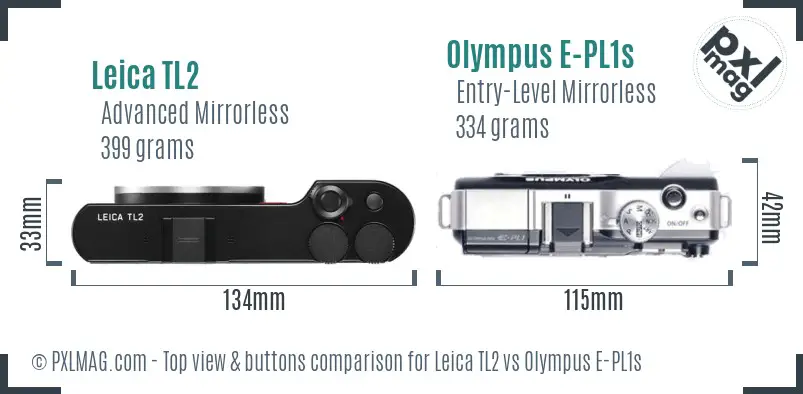 Leica TL2 vs Olympus E-PL1s top view buttons comparison