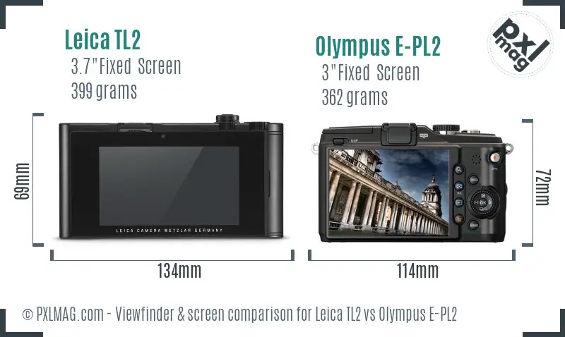 Leica TL2 vs Olympus E-PL2 Screen and Viewfinder comparison