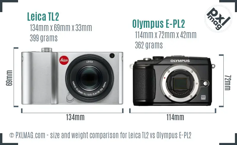 Leica TL2 vs Olympus E-PL2 size comparison