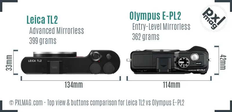 Leica TL2 vs Olympus E-PL2 top view buttons comparison