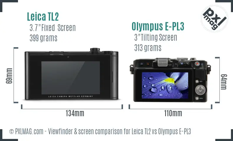 Leica TL2 vs Olympus E-PL3 Screen and Viewfinder comparison