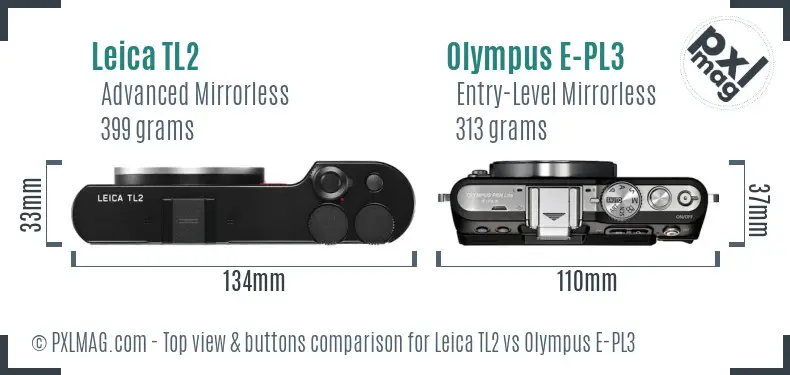 Leica TL2 vs Olympus E-PL3 top view buttons comparison