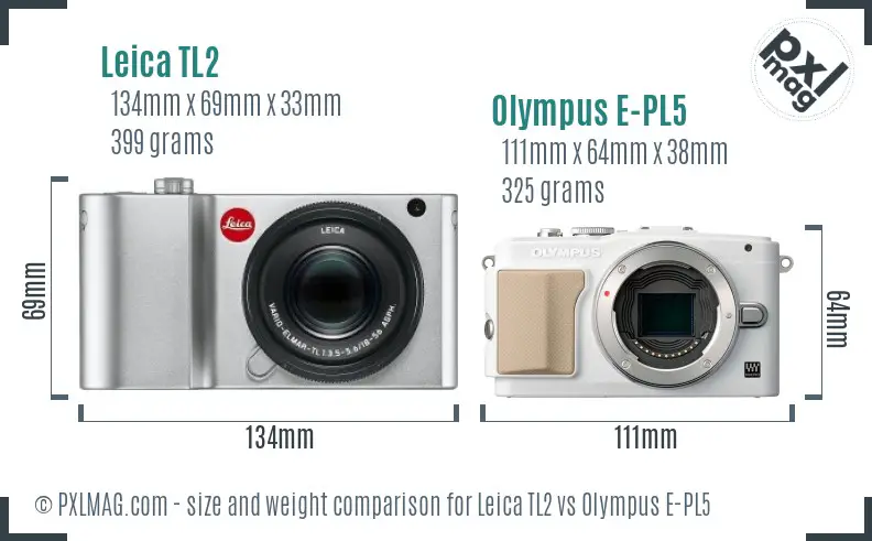 Leica TL2 vs Olympus E-PL5 size comparison