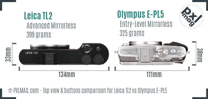 Leica TL2 vs Olympus E-PL5 top view buttons comparison