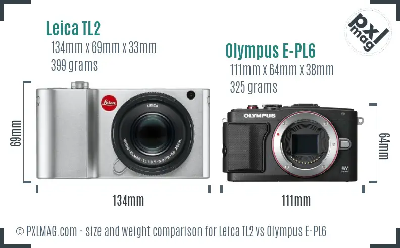 Leica TL2 vs Olympus E-PL6 size comparison Leica TL2 vs Olympus E-PL6 size comparison