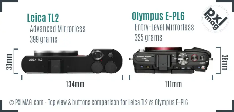 Leica TL2 vs Olympus E-PL6 top view buttons comparison Leica TL2 vs Olympus E-PL6 top view buttons comparison