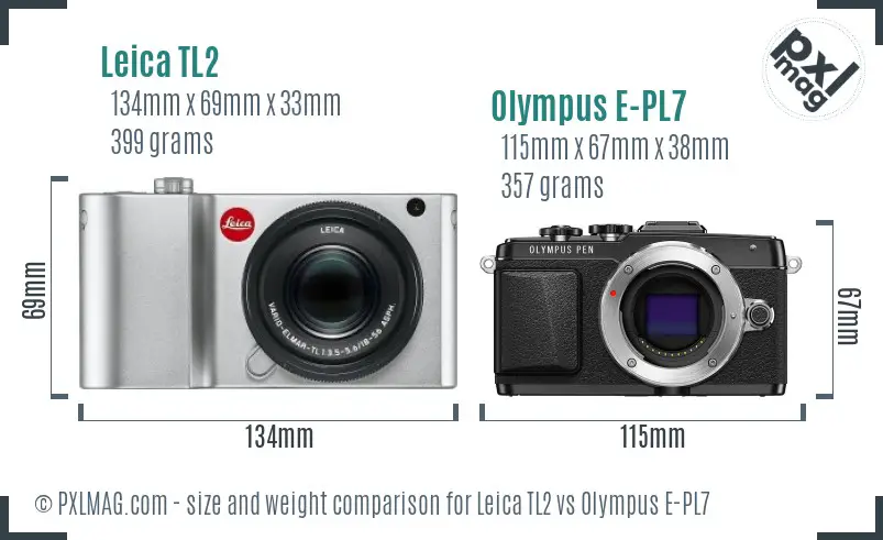 Leica TL2 vs Olympus E-PL7 size comparison