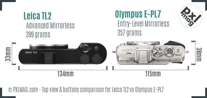 Leica TL2 vs Olympus E-PL7 top view buttons comparison