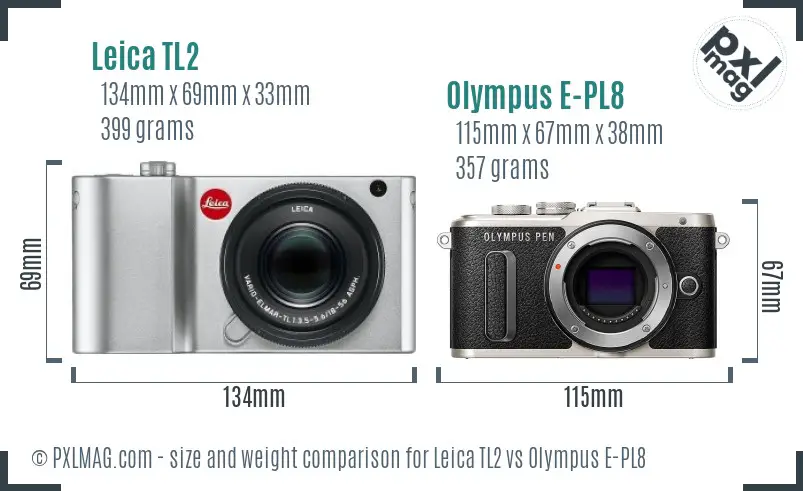 Leica TL2 vs Olympus E-PL8 size comparison