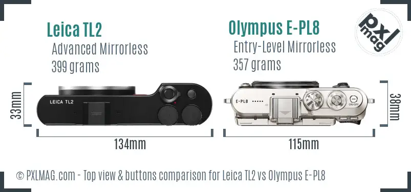 Leica TL2 vs Olympus E-PL8 top view buttons comparison