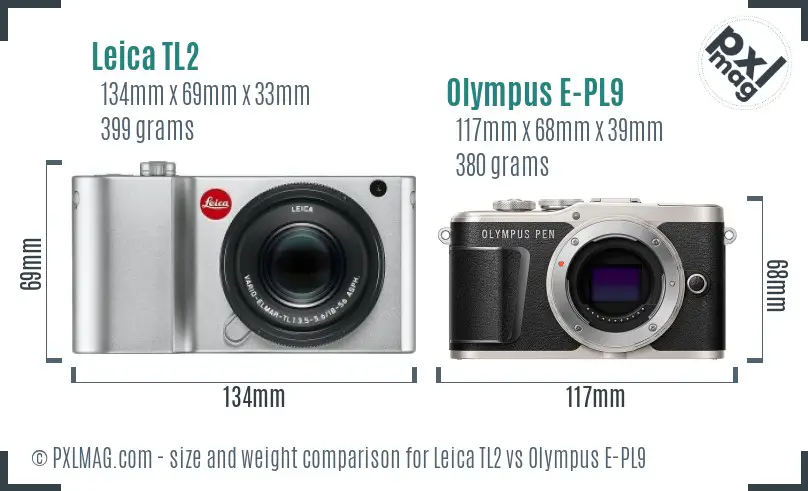 Leica TL2 vs Olympus E-PL9 size comparison Leica TL2 vs Olympus E-PL9 size comparison
