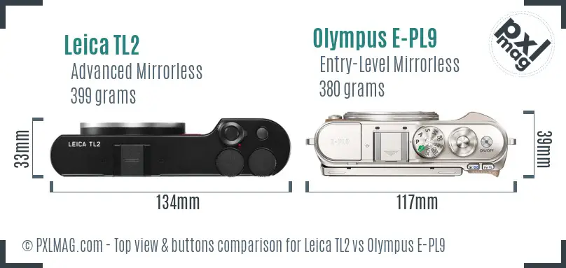 Leica TL2 vs Olympus E-PL9 top view buttons comparison Leica TL2 vs Olympus E-PL9 top view buttons comparison