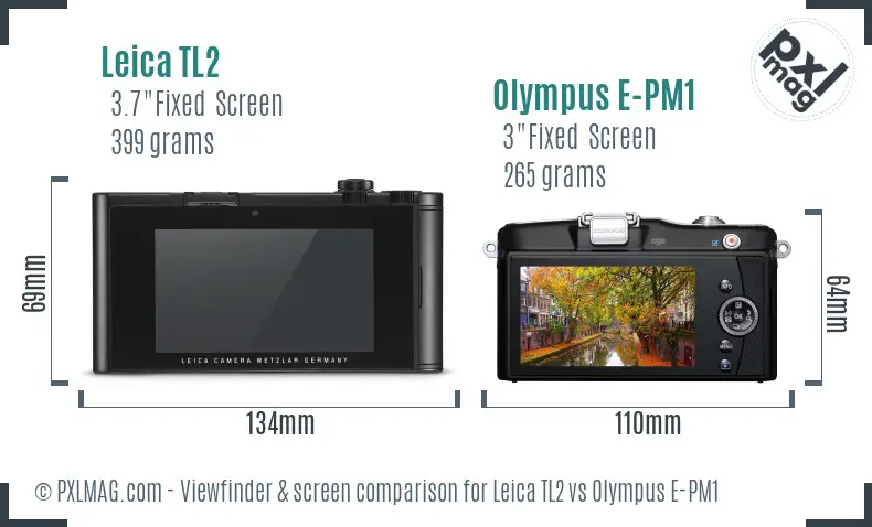 Leica TL2 vs Olympus E-PM1 Screen and Viewfinder comparison