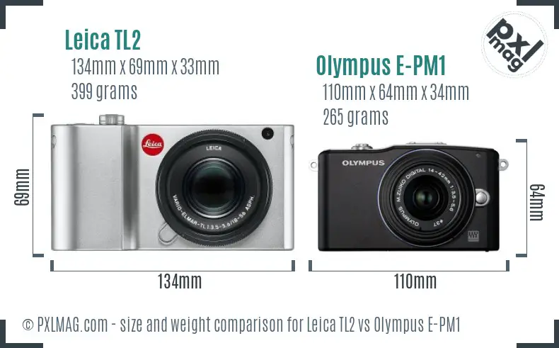 Leica TL2 vs Olympus E-PM1 size comparison