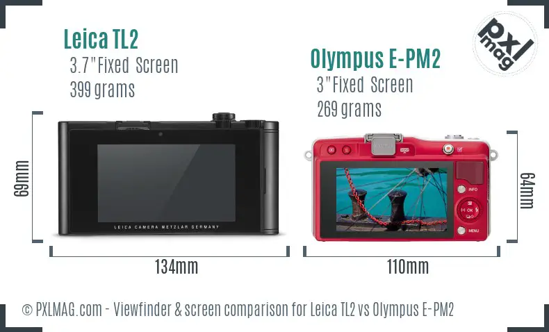Leica TL2 vs Olympus E-PM2 Screen and Viewfinder comparison