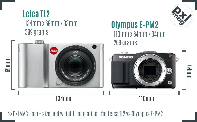 Leica TL2 vs Olympus E-PM2 size comparison