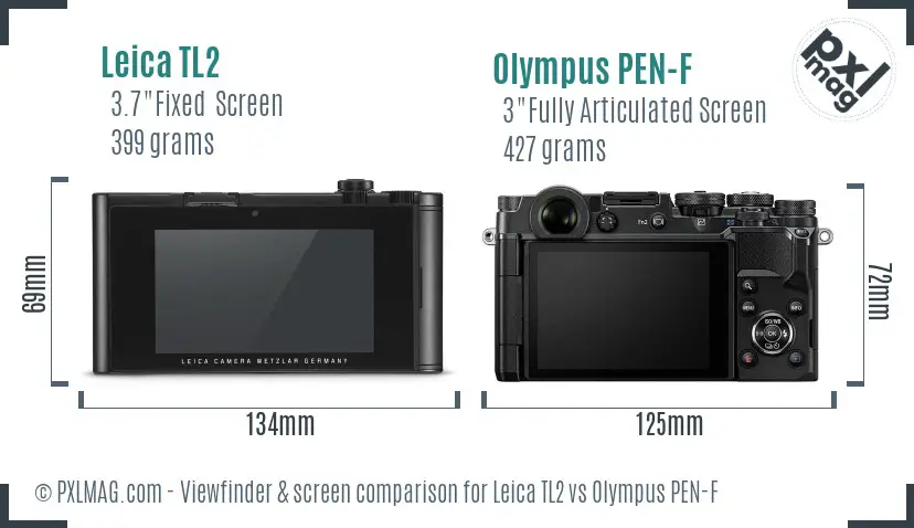 Leica TL2 vs Olympus PEN-F Screen and Viewfinder comparison