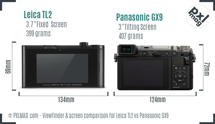 Leica TL2 vs Panasonic GX9 Screen and Viewfinder comparison