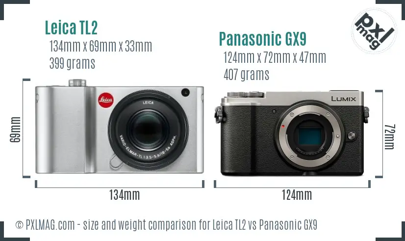 Leica TL2 vs Panasonic GX9 size comparison