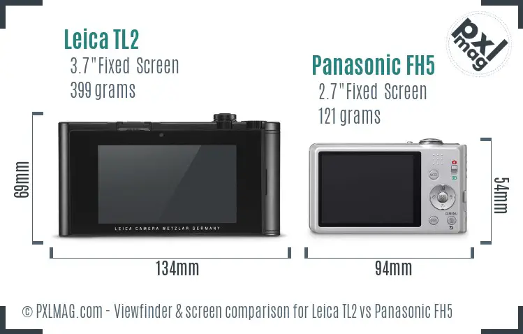 Leica TL2 vs Panasonic FH5 Screen and Viewfinder comparison