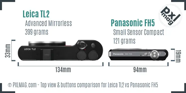 Leica TL2 vs Panasonic FH5 top view buttons comparison