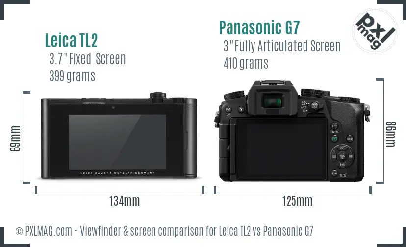 Leica TL2 vs Panasonic G7 Screen and Viewfinder comparison