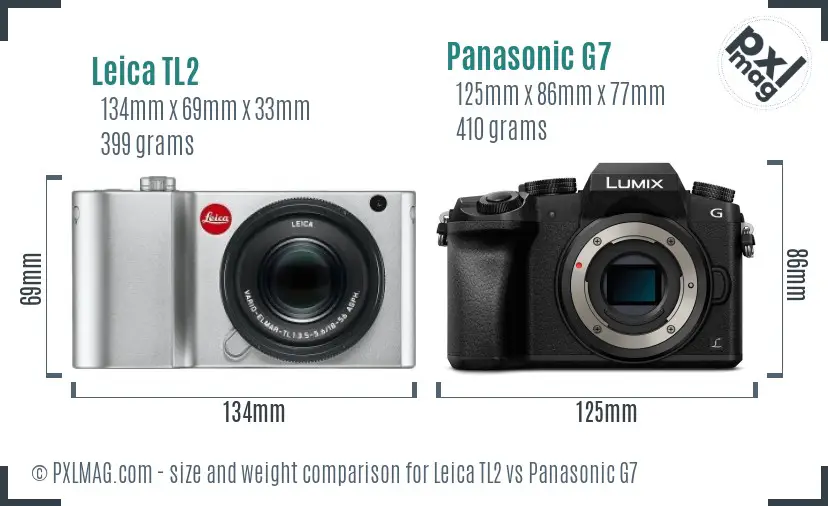 Leica TL2 vs Panasonic G7 size comparison