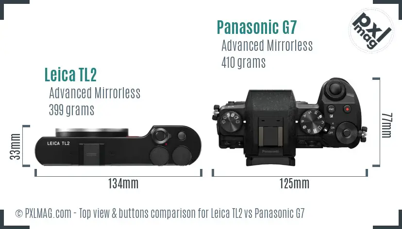 Leica TL2 vs Panasonic G7 top view buttons comparison