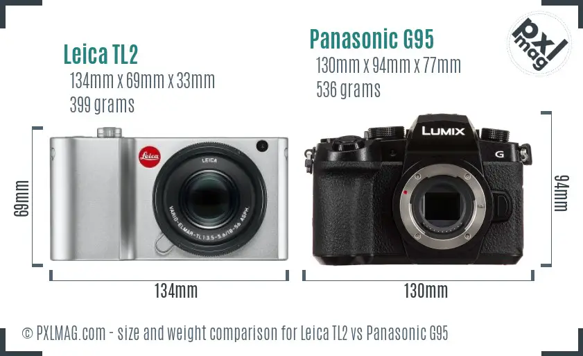 Leica TL2 vs Panasonic G95 size comparison