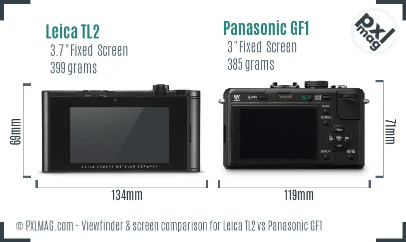 Leica TL2 vs Panasonic GF1 Screen and Viewfinder comparison