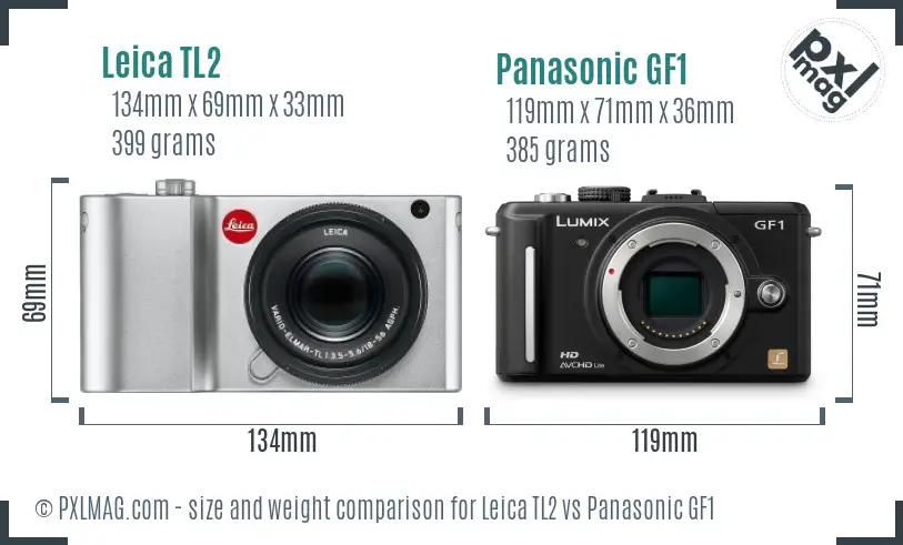 Leica TL2 vs Panasonic GF1 size comparison