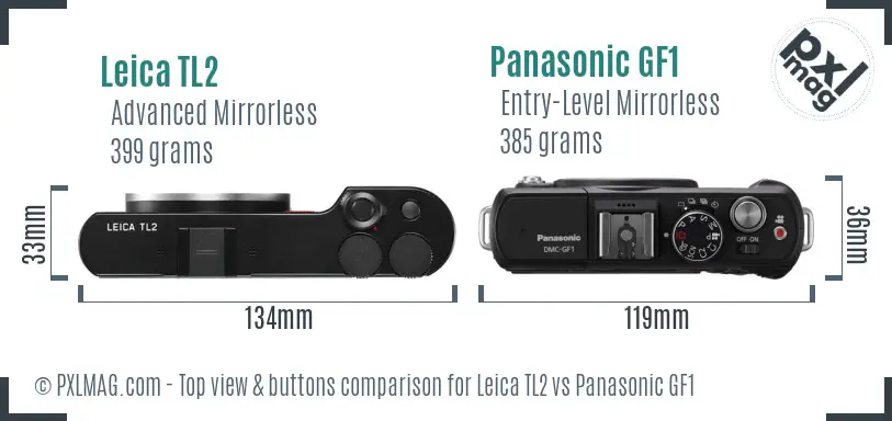 Leica TL2 vs Panasonic GF1 top view buttons comparison
