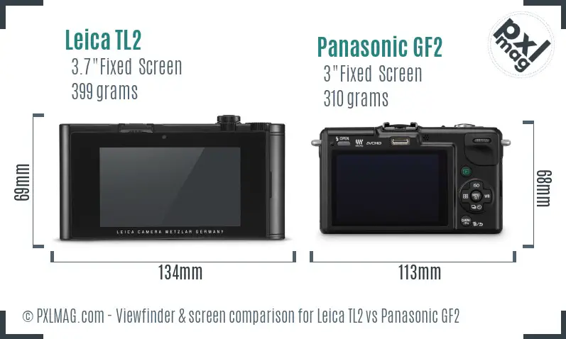 Leica TL2 vs Panasonic GF2 Screen and Viewfinder comparison