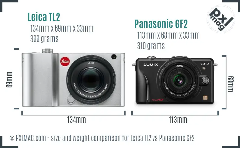 Leica TL2 vs Panasonic GF2 size comparison