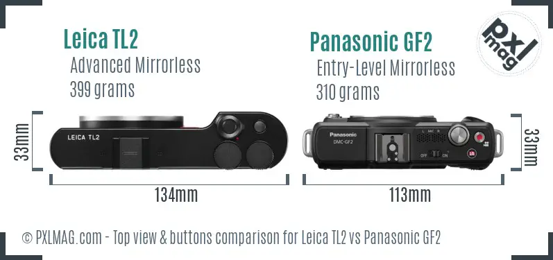 Leica TL2 vs Panasonic GF2 top view buttons comparison