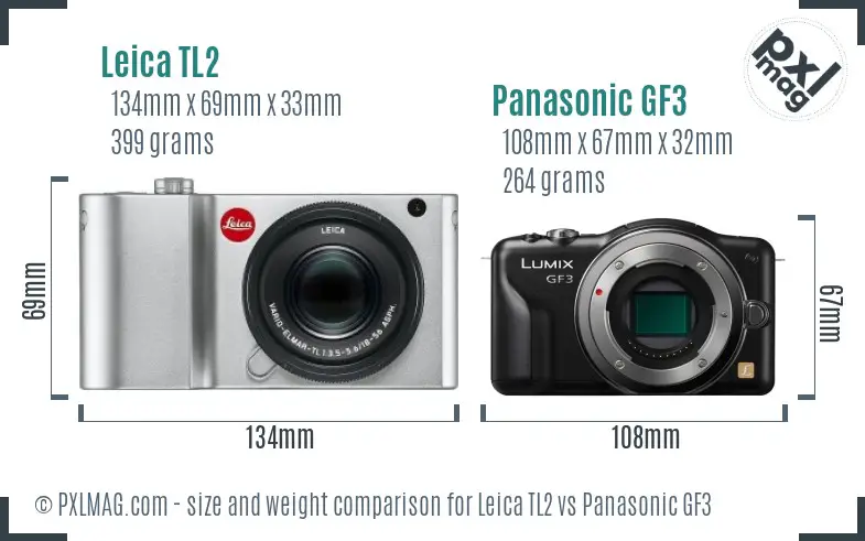 Leica TL2 vs Panasonic GF3 size comparison