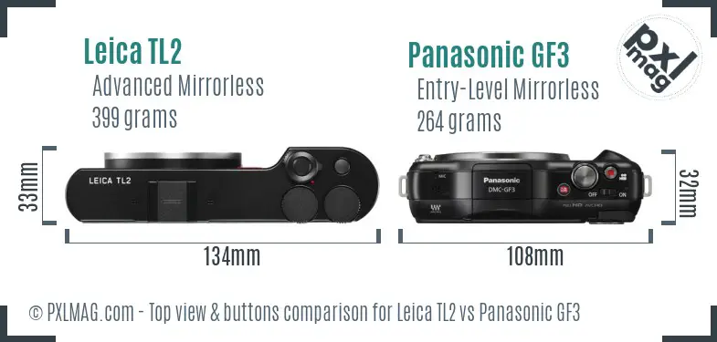 Leica TL2 vs Panasonic GF3 top view buttons comparison