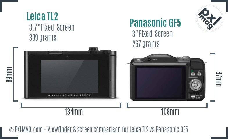 Leica TL2 vs Panasonic GF5 Screen and Viewfinder comparison