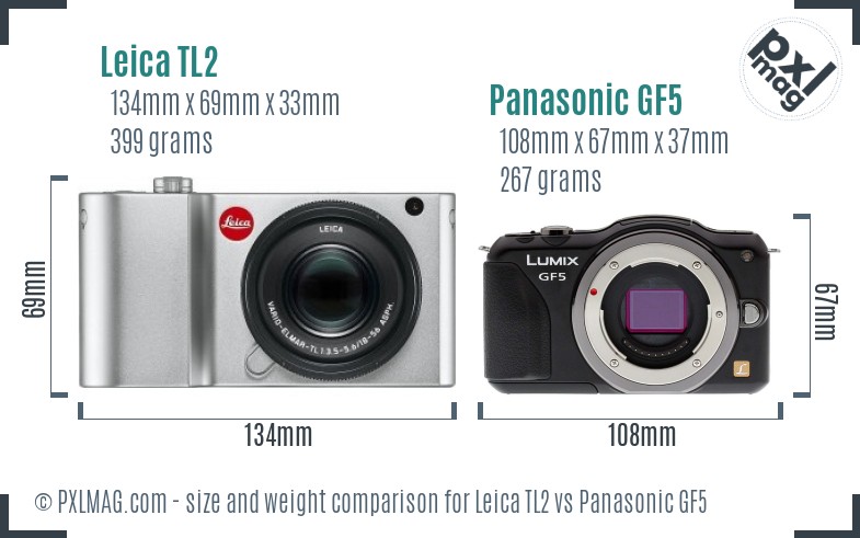 Leica TL2 vs Panasonic GF5 size comparison