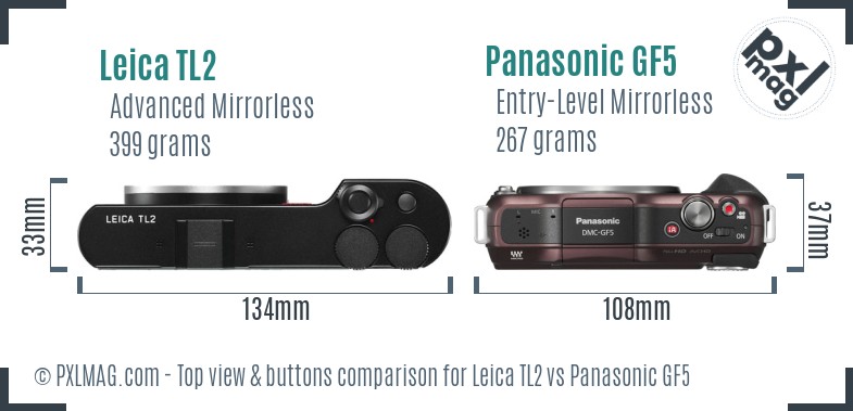 Leica TL2 vs Panasonic GF5 top view buttons comparison