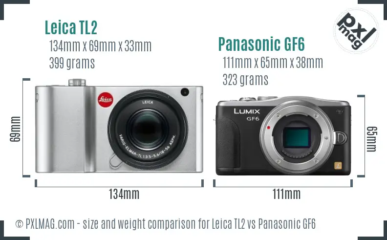 Leica TL2 vs Panasonic GF6 size comparison